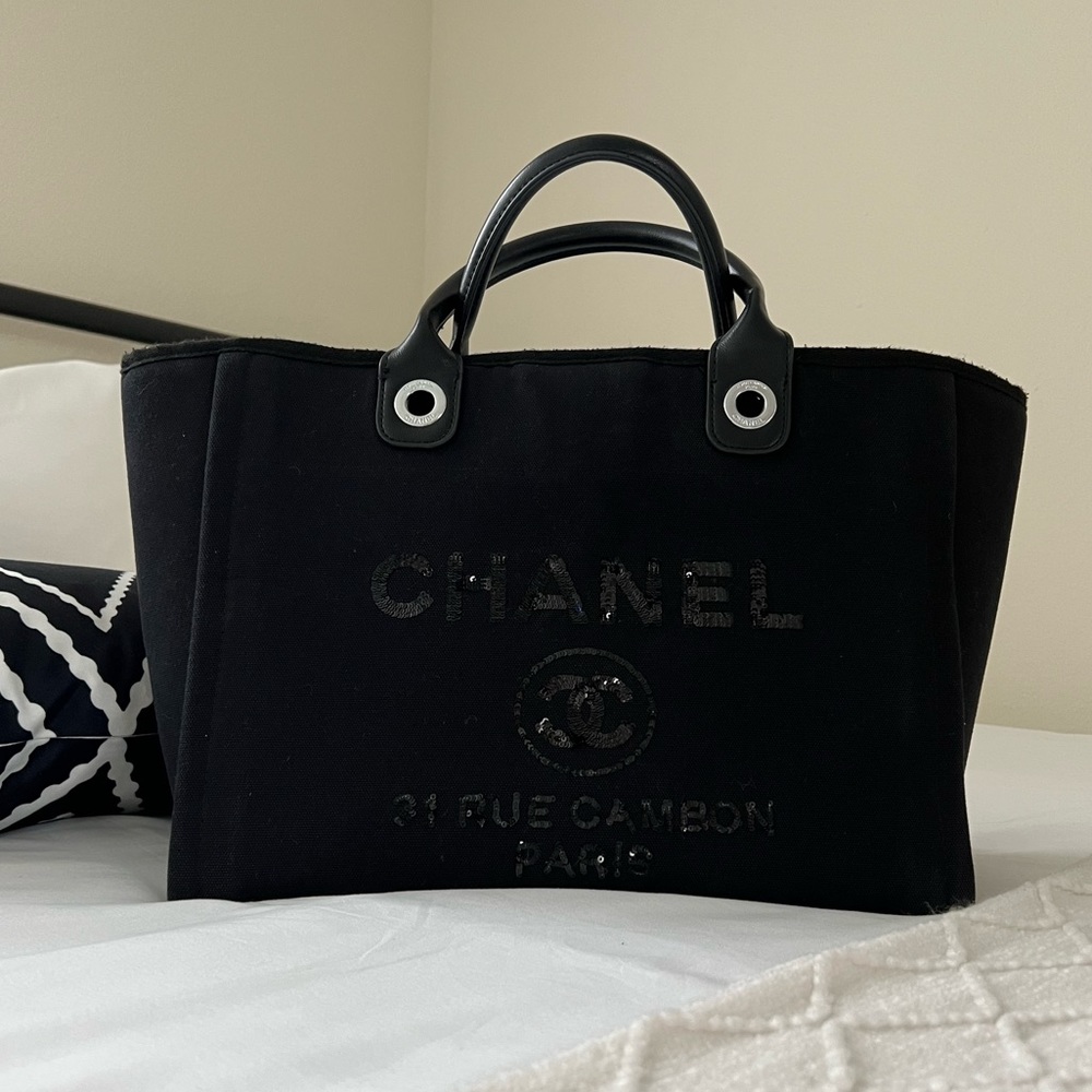 CHANEL black on black tote